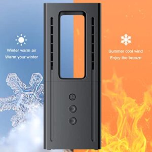 #6w5G94 2 in 1 Heater Fan Combo Portable Cooling Fan Bladeless Personal Fans 700W Overheat Protection for Home Office Black