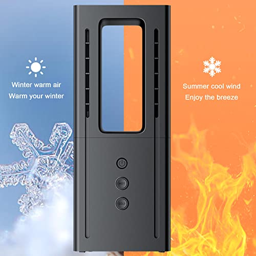 #6w5G94 2 in 1 Heater Fan Combo Portable Cooling Fan Bladeless Personal Fans 700W Overheat Protection for Home Office Black