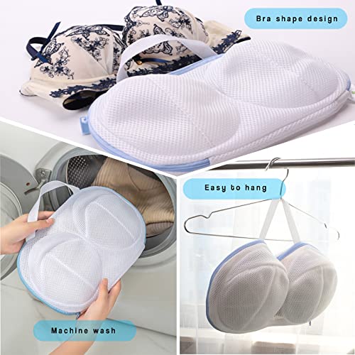 Bra Washing Bags for Laundry, Large Bra Laundry Bags for Washing Machine, Fits All Cups Anti Deformation Bra Washing Bag, Lingerie Bags for Washing Delicates (6 Pcs - Bule XXL)