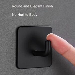 OKAKA Heavy Duty Adhesive Hooks Stainless Steel No Drilling Wall Hooks for Bathroom Outdoor Kitchen Robe Towel Coat Home Sticky Hooks Matte Black 5 Pack