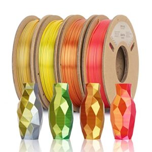 silk filament 1.75mm pla bundle - eryone pla 3d printer filament -dual color 3d printing filament dimensional accuracy +/- 0.03mm, 250g * 4 spools