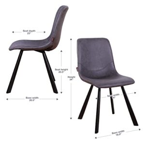 GURLLEU Leather Dining Chairs Set of 4 with Metal Legs, Modern Industrial Kitchen Dining Room Chair, Upholstered Backrest Seat Chairs for Home Kitchen/Living Room, Bedroom, Gray
