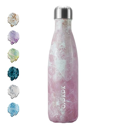 BJPKPK Insulated Water Bottles -17oz/500ml -Stainless Steel Water bottles,Sports water bottles Keep cold for 24 Hours and hot for 12 Hours,BPA Free kids water bottles for School-Marble Sakura