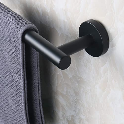 NearMoon Bathroom Towel Bar, Bath Accessories Thicken Stainless Steel Shower Towel Rack for Bathroom, Towel Holder Wall Mounted (2 Pack, Matte Black, 24 Inch)