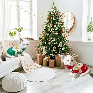 CooShou 2Pcs Cat Christmas Sweater Dog Christmas Sweater Cat Dog Knitwear Sweater Xmas Clothes Elk Christmas Red Green Sweaters for Cat Puppy Dog S