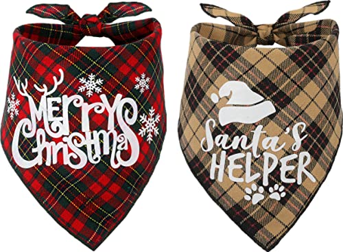 Set of 2 Dog Christmas Bandanas Xmas Bandanas for Cat Triangle Small Medium Large Dog Scarf Pet Bibs