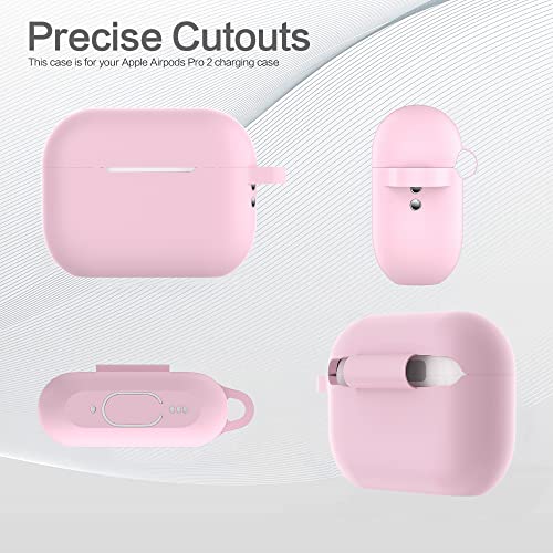 BOBEN AirPods Pro 2nd Generation Case Cover 2022 Silicone AirPods Pro 2 Case Cover with Lanyard and Keychain [Wireless Charging & Front LED Visible] (Pink)