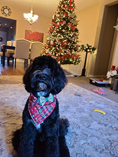 Christmas Bandana for Dogs,2 Pack Plaid Dog Bandanas Set for Xmas Holiday