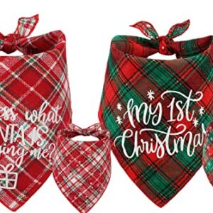 Christmas Bandana for Dogs,2 Pack Plaid Dog Bandanas Set for Xmas Holiday