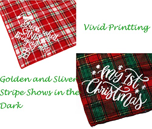 Christmas Bandana for Dogs,2 Pack Plaid Dog Bandanas Set for Xmas Holiday