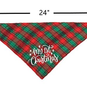 Christmas Bandana for Dogs,2 Pack Plaid Dog Bandanas Set for Xmas Holiday