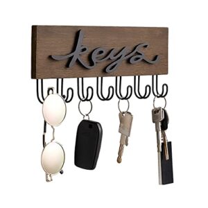 mkono key holder for wall decorative with 7 hooks, wall mounted keys hanger organizer rustic wood hanging key hooks home decor farmhouse key rack for entryway, hallway, office