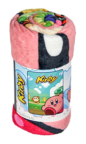 Bioworld Nintendo Kirby Video Game Kirby and Waddle Dee Soft Fleece Plush Throw Blanket 45" x 60"