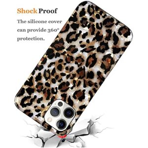 J.west iPhone 14 Pro Case, Luxury Sparkle Clear Leopard Silicone Cover, 6.1 inch Cheetah Design for Girls & Women