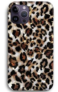 j.west iphone 14 pro max case - luxury sparkle clear leopard print soft silicone cover for girls & women (6.7" cheetah)