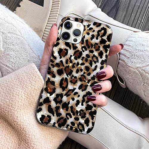J.west iPhone 14 Pro Max Case - Luxury Sparkle Clear Leopard Print Soft Silicone Cover for Girls & Women (6.7" Cheetah)