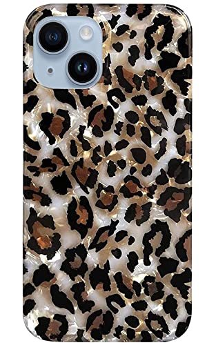 J.west Case Compatible with iPhone 14 Plus Case,Luxury Sparkle Translucent Clear Vintage Leopard Print Soft Silicone Cover for Girls Women Protective Phone Case for iPhone 14 Plus 6.7 inch Cheetah