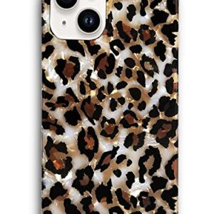 J.west Case Compatible with iPhone 14 Plus Case,Luxury Sparkle Translucent Clear Vintage Leopard Print Soft Silicone Cover for Girls Women Protective Phone Case for iPhone 14 Plus 6.7 inch Cheetah