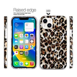 J.west Case Compatible with iPhone 14 Plus Case,Luxury Sparkle Translucent Clear Vintage Leopard Print Soft Silicone Cover for Girls Women Protective Phone Case for iPhone 14 Plus 6.7 inch Cheetah