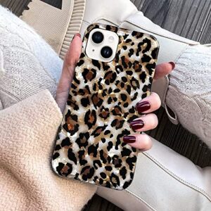 J.west Case Compatible with iPhone 14 Plus Case,Luxury Sparkle Translucent Clear Vintage Leopard Print Soft Silicone Cover for Girls Women Protective Phone Case for iPhone 14 Plus 6.7 inch Cheetah