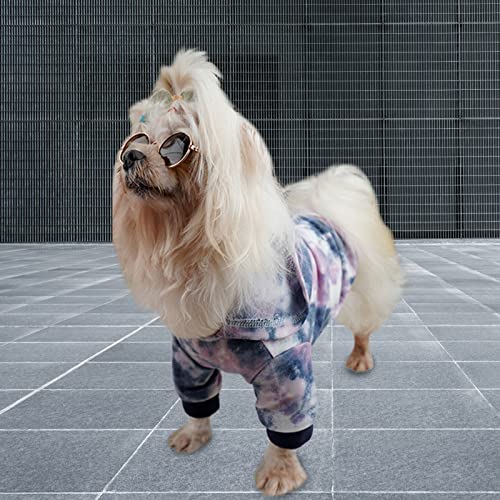 porfeet Dog Clothes Easy to Wear Autumn Winter Cute Tie-dye Pet Coat Stylish S