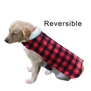 JoyDaog Reflective Belt Dog Coats for Small Dogs,Reversible Warm Puppy Jacket for Cold Winter,Christmas Red S