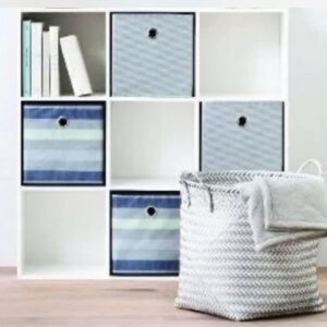 Room Essentials™ - 11" Fabric Cube Storage Bin - Navy Stripe - Set of 6