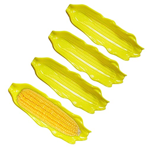 4 Pack Plastic Corn Trays, Corn Holders for Corn on the Cob Dishes, Corn Holders Cob Dinnerware for Sweet Butter Corn Container for Kitchen Barbecue Tool - Easy Clean