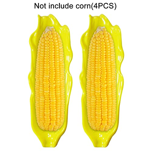 4 Pack Plastic Corn Trays, Corn Holders for Corn on the Cob Dishes, Corn Holders Cob Dinnerware for Sweet Butter Corn Container for Kitchen Barbecue Tool - Easy Clean