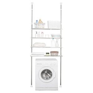 dahoomii over the washer and dryer storage shelf laundry room shelves storage laundry organizer 4 tie adjustable height over toilet with hanging rod and side hooks for laundry room, bathroom white