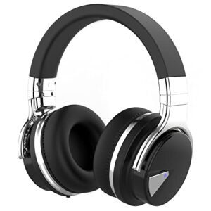 commalta e7 active noise cancelling headphones, over-ear bluetooth headphones, wireless with built-in mic headphones, deep bass, comfort fit, 30 hours playtime, for travel, home office, jet black