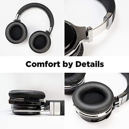 Commalta E7 Active Noise Cancelling Headphones, Over-Ear Bluetooth Headphones, Wireless with Built-in Mic Headphones, Deep Bass, Comfort Fit, 30 Hours Playtime, for Travel, Home Office, Jet Black