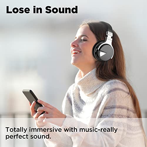 Commalta E7 Active Noise Cancelling Headphones, Over-Ear Bluetooth Headphones, Wireless with Built-in Mic Headphones, Deep Bass, Comfort Fit, 30 Hours Playtime, for Travel, Home Office, Jet Black