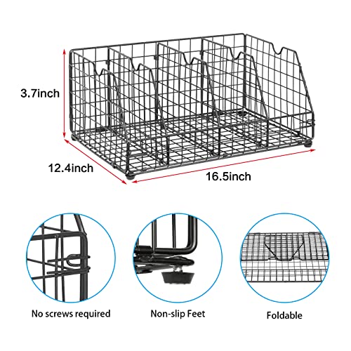 Multifunction Food Container Lid Organizer Basket,Adjustable 3 Dividers Container Organizer Lid Organizer,Lid Organizer for Plastic Lids Compatible with Lid and Containers for Cabinets,Pantry,Black