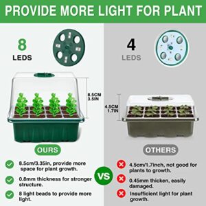 YAUNGEL Seed Starter Tray with Grow Light, 4 Pack Seed Starter Kit with Timing Controller Adjustable Brightness, Thicken Seedling Starter Trays with Humidity Domes Heightened Lids, Gift Box