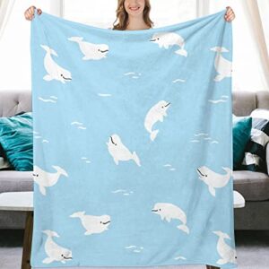 Beluga Whale, Fleece Blanket Ultra-Soft Cozy Plush Blanket Throw Blankets Couch Chair Living Room Air Conditioning Cool Blankets, 40"*50"