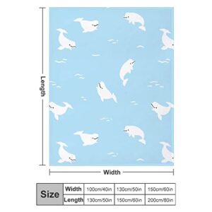 Beluga Whale, Fleece Blanket Ultra-Soft Cozy Plush Blanket Throw Blankets Couch Chair Living Room Air Conditioning Cool Blankets, 40"*50"