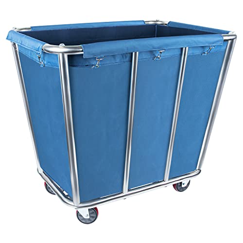 Commercial Laundry Cart with 4 in Wheels Heavy Duty Large Laundry Basket Trucks 10 Bushel (350L) Large Industrial Rolling Laundry Cart Hamper with Removable Liner Bag 260 LBS Weight Capacity