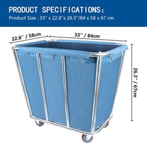 Commercial Laundry Cart with 4 in Wheels Heavy Duty Large Laundry Basket Trucks 10 Bushel (350L) Large Industrial Rolling Laundry Cart Hamper with Removable Liner Bag 260 LBS Weight Capacity