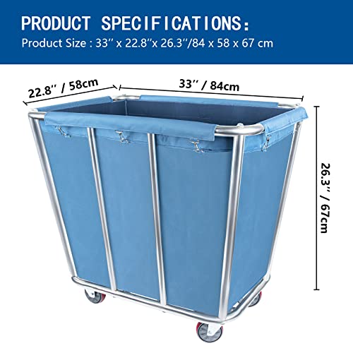 Commercial Laundry Cart with 4 in Wheels Heavy Duty Large Laundry Basket Trucks 10 Bushel (350L) Large Industrial Rolling Laundry Cart Hamper with Removable Liner Bag 260 LBS Weight Capacity