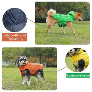 Dog Raincoat with Hood and Leash Hole, Bowite Waterproof Lightweight Breathable Dog Rain Jacket with Reflective Strip for Small Medium Large Dogs, Fashion Dog Raincoat Poncho (Orange, 3XL+)