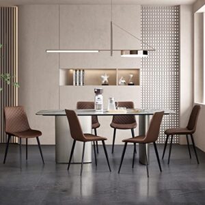 seonyou Brown Dining Chairs Set of 6 for Kitchen Dining Room, Upholstered Leather Mid Century Modern Dining Chair