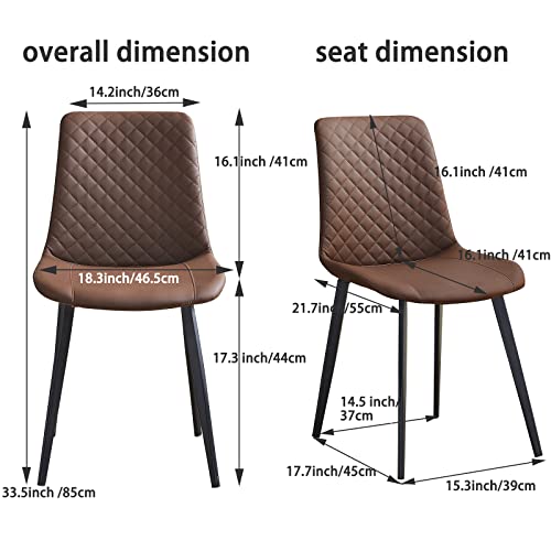 seonyou Brown Dining Chairs Set of 6 for Kitchen Dining Room, Upholstered Leather Mid Century Modern Dining Chair