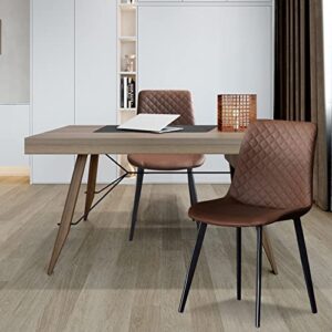 seonyou Brown Dining Chairs Set of 6 for Kitchen Dining Room, Upholstered Leather Mid Century Modern Dining Chair