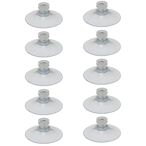 DZS ELEC Clear Suction Cup 10PCS 41mm /1.61inch Transparent PVC Plastic Glass Suction Pads Without Hooks, Extra Strong Adhesive Suction Holder with Knurled Nuts for Daily Hanging, Sucker Pads