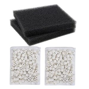 afacygn aquarium bio filter media sponge with ceramic media kit for ml350, foam filter pad inserts and ceramic ring for ml350 (2 sponge + 2 bag ceramic ring)