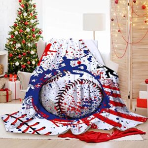 soft football blanket baseball blanket warm cozy throw blanket lightweight home blankets bed sofa, blanket for kids and adults gifts,all season couch bed sofa home decor 60"x50"