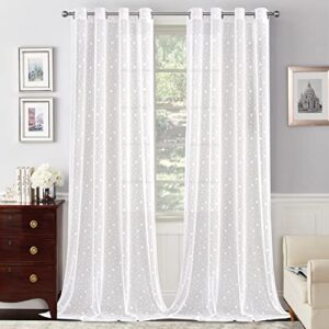 highseason white raindrops style sheer curtains 84 inches long,grommet draperies for living room/bedroom(white,set of 2,52 x 84 inch length)