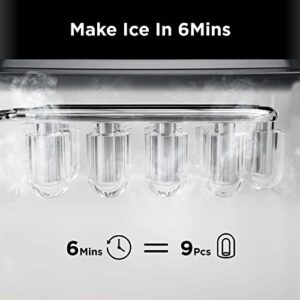 Silonn Ice Makers Countertop, 9 Cubes Ready in 6 Mins, 26lbs in 24Hrs, 2 Sizes of Bullet Ice for Home Kitchen Office Bar Party & Keurig K-Express Coffee Maker, Black