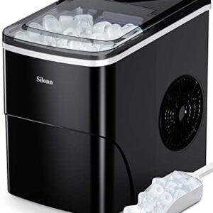 Silonn Ice Makers Countertop, 9 Cubes Ready in 6 Mins, 26lbs in 24Hrs, 2 Sizes of Bullet Ice for Home Kitchen Office Bar Party & Keurig K-Express Coffee Maker, Black